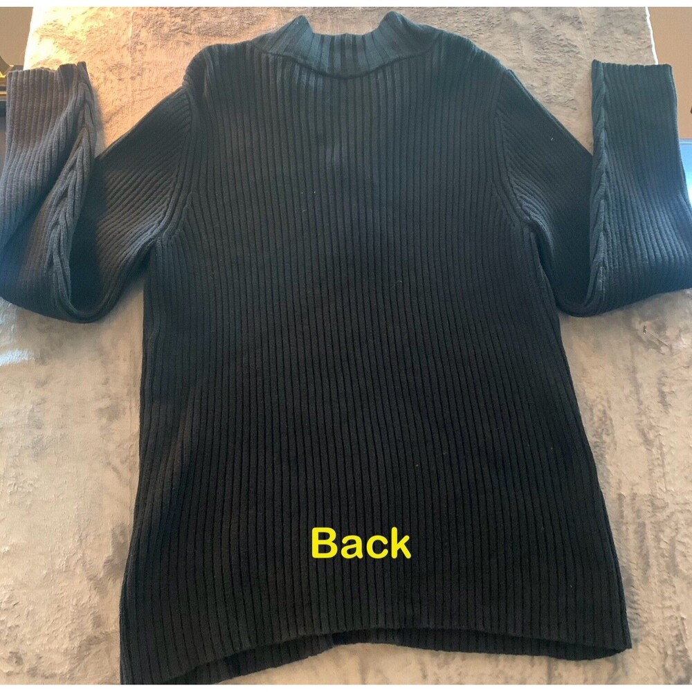 Liz & Co Woman 1X Black 1/4 Zip Pullover Ne Neck Sweater Large Heritage - Picture 9 of 12